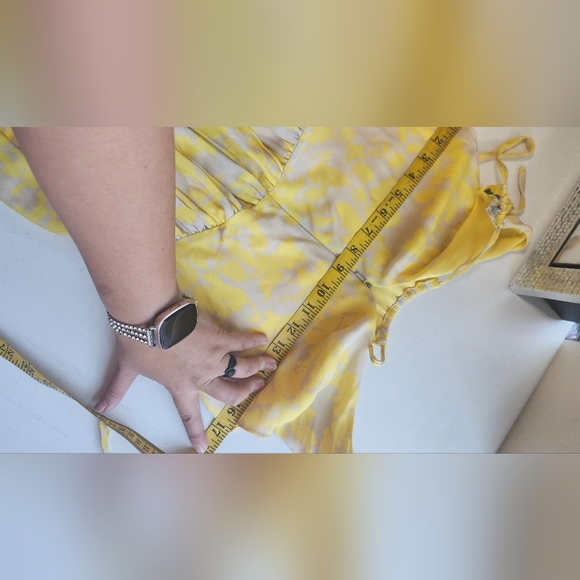Pippa lemon yellow and grey silky spring dress sz 2 - Picture 5 of 7